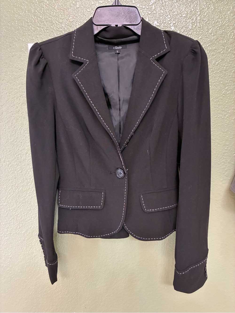 Soho Black Women's Blazer with Contrast Stitching